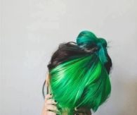 Green hair bun