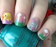 Bunny and chick nails
