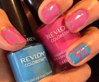 Revlon pink and blue easter nails