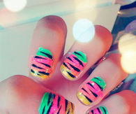 Neon zebra print nails