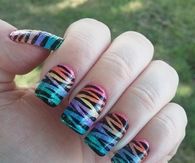 Rainbow zebra nails