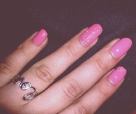 Pink glitter manicure