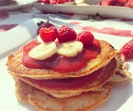 Banana and raspberry pancakes