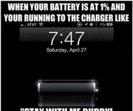 When your battery is at 1 percent