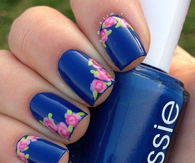 Cute blue floral nails