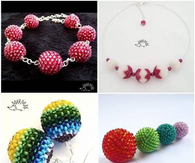 Colorful decorated earrings and shambala balls