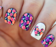 Floral rose nails