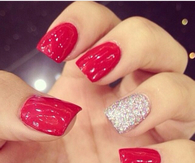 Red glitter nails