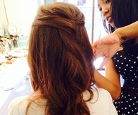 Brunette curly hair