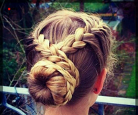 Cross braid to bun hairstyle