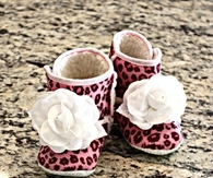 Leopard baby girl booties