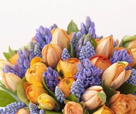 Orange Roses & Purple Hyacinth