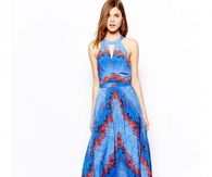 Blue & Red Maxi Dress