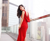 Sexy Long Red Dress with Open Back