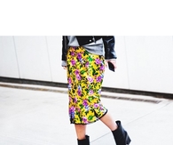Bright Floral Skirt with Short Black Boots