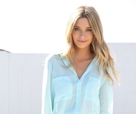 White Lace Mini Skirt with Sky Blue Blouse