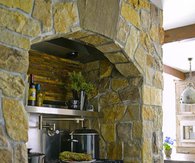 Sandstone themed kitchen stove