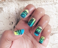 Tribal neon nails