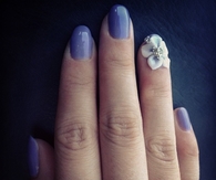 Purple nails with 3d flower