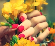 Hot pink nails and flowers