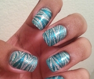 Blue metallic accent nails