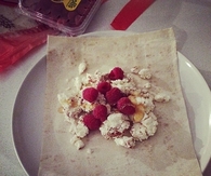 Ricotta, cinnamon, honey and raspberry wrap