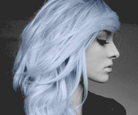 Steel blue curly hair