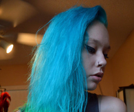 Blue green gradient hair