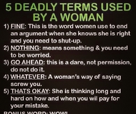 5 deadly terms used by a woman