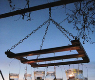 Outdoor Chandelier using Pallet & Mason Jars