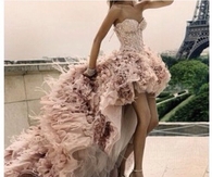 Long Pink Ruffle Dress