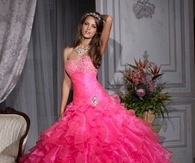 Hot Pink Ruffled Gown