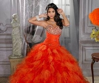 Bright Orange Ruffled Gown