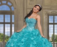 Ruffled Teal Formal Gown