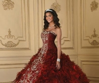 Beautiful Red Gown with White Embroidery 