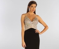 Long Black Dress with Sequin Top