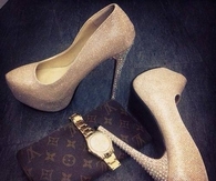 Gold Glitter Pumps