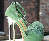 Pretty Green Stilettos with Rose Toe