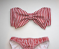 Red & White Striped Bikini