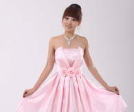 Soft Pink Strapless Satin Dress