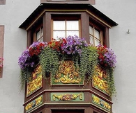 Building with Colorful Details & Flowers