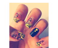 Yellow to clear leopard nails