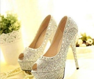 Open Toe Pumps with Bling