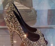 Open Toe High Heels with Sparkly Beads
