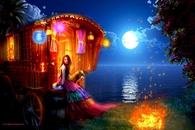 Colorful Painting of a Gypsy Girl