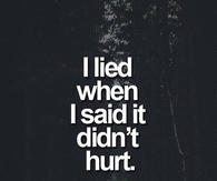 I lied when I said it didnt hurt