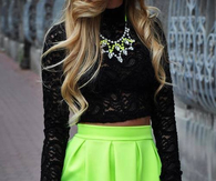 Neon Skirt with Matching Necklace