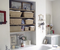 Built In Shelving for Bathroom Storage