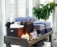 Wooden shelf for Storing Bathroom Towels