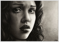 Jessica Alba (Latin Actress) drawing of tears
